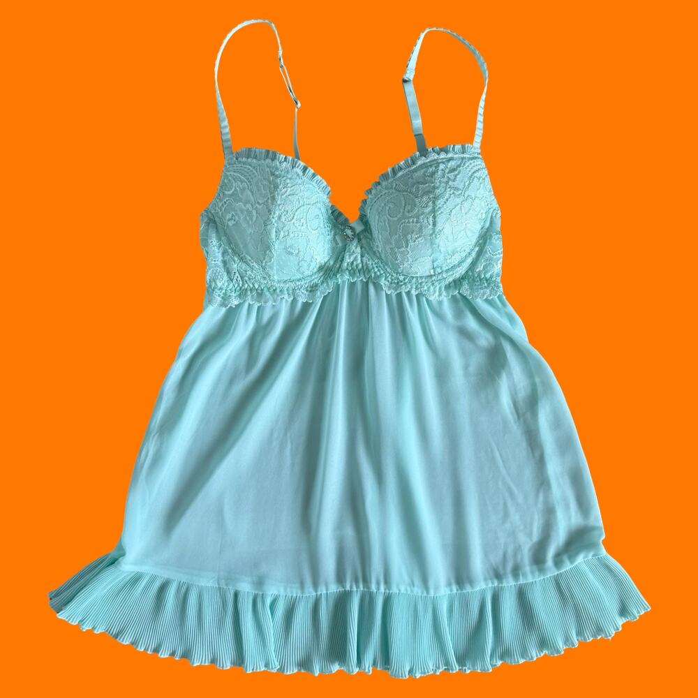 00's vintage chiffon lace bustier y2k 2pc lingerie set MEDIUM cinema etoile - Picture 2 of 8